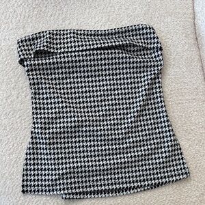 Stylish Black and White Houndstooth Women's Blouse